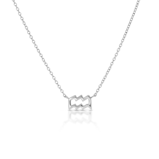 Aquarius Zodiac Silver  Necklace (8086713827596)