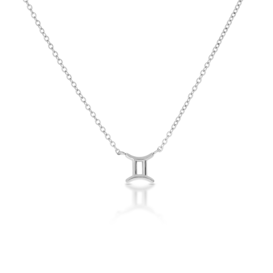 Gemini Zodiac Silver Necklace (8019274203404)