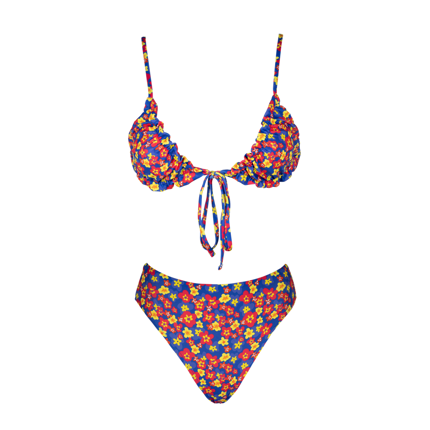 Flamenco Frilled Bikini Top + High Waisted Bikini Bottom