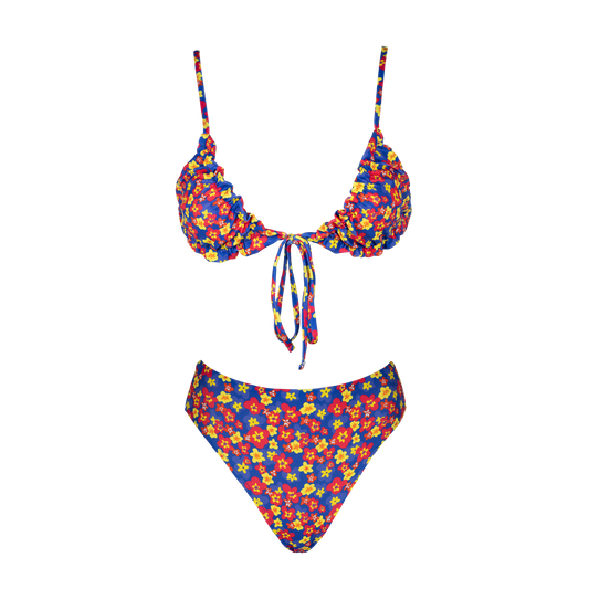 Flamenco Frilled Bikini Top + High Waisted Bikini Bottom