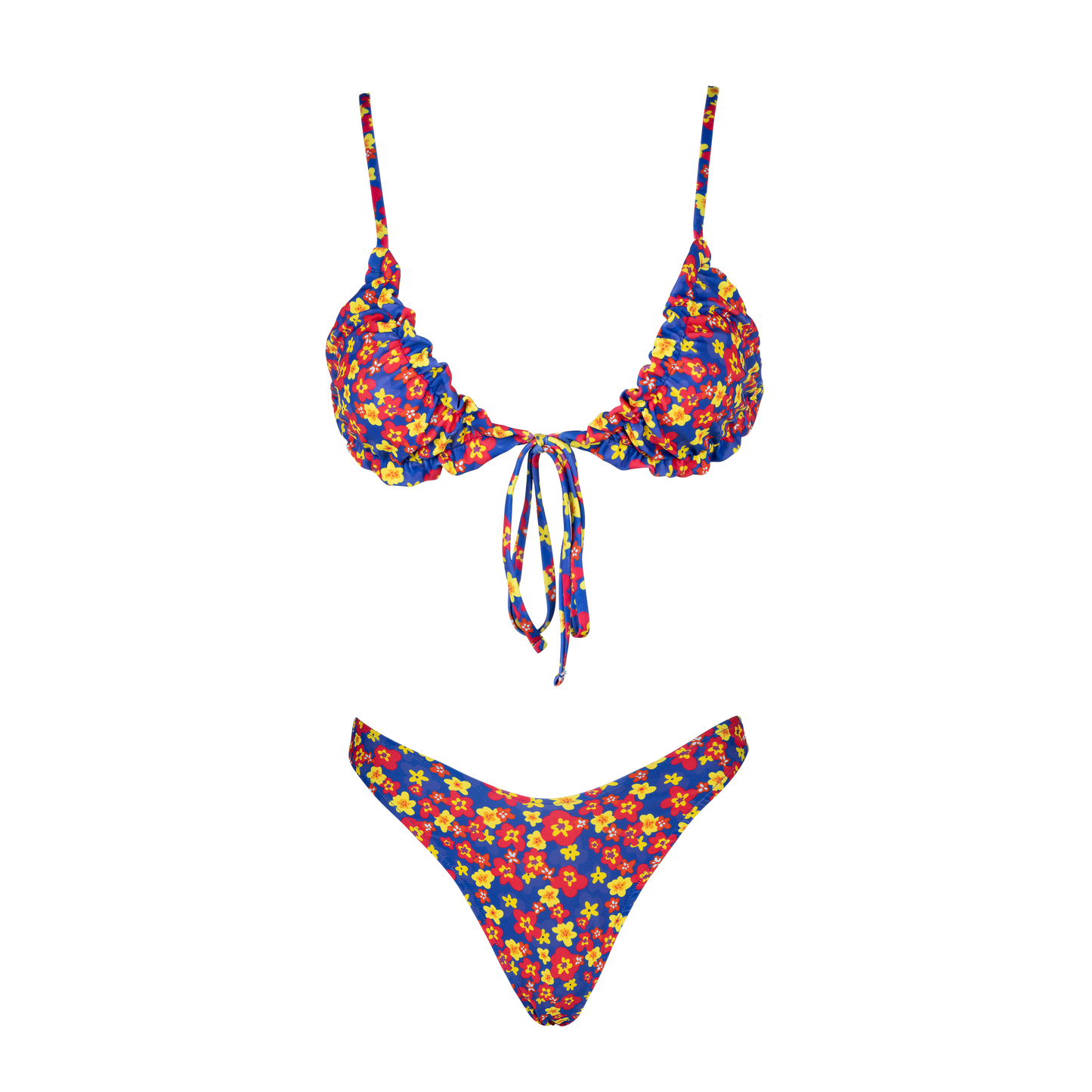 Flamenco Frilled Bikini Top + V Shaped Bikini Bottom