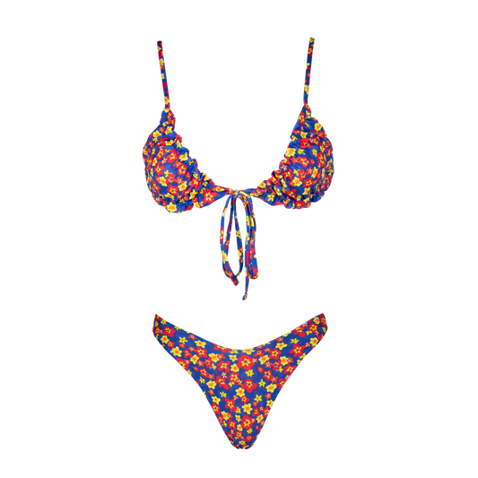 Flamenco Frilled Bikini Top + V Shaped Bikini Bottom