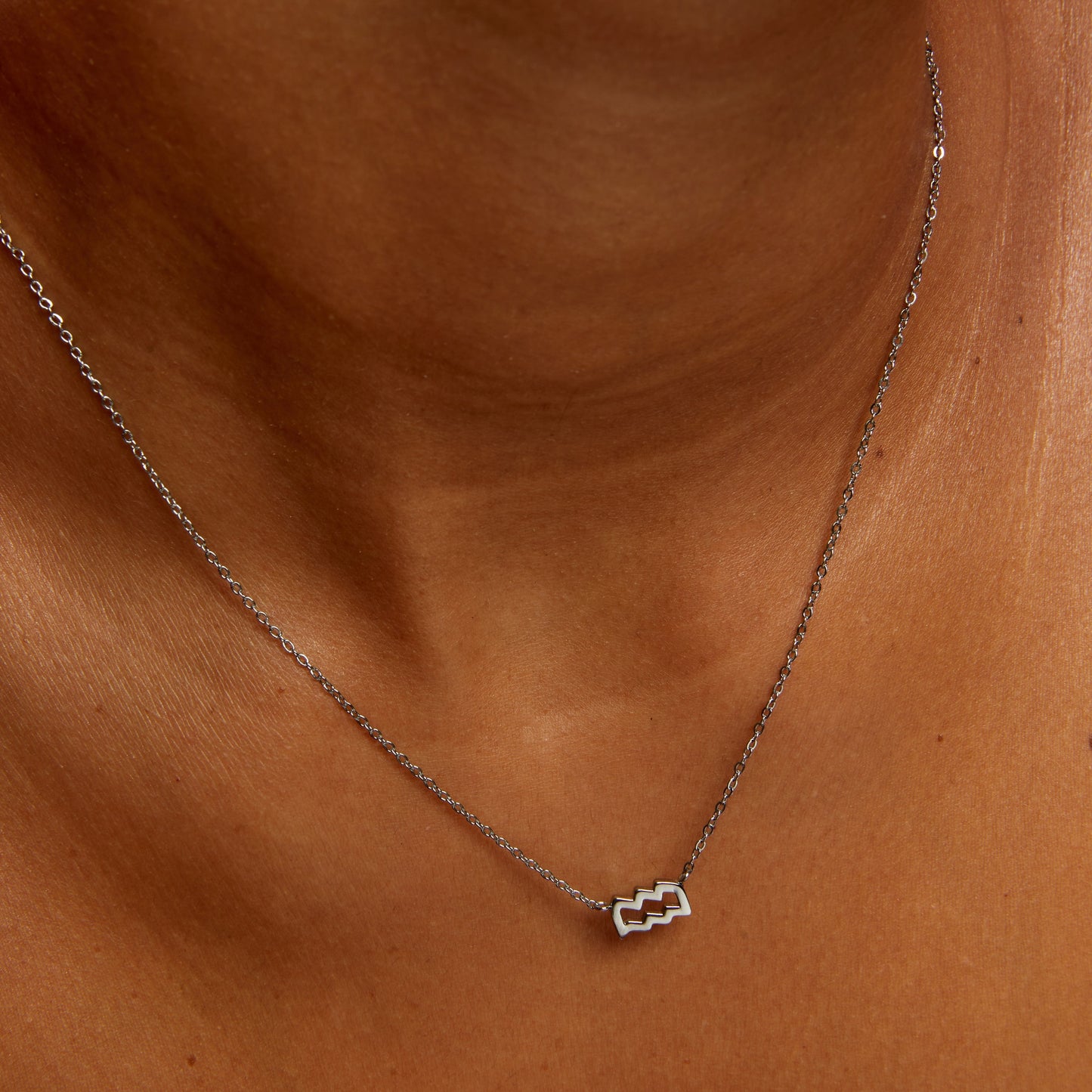 Aquarius Zodiac Silver  Necklace (8019266797836) (8086713827596)